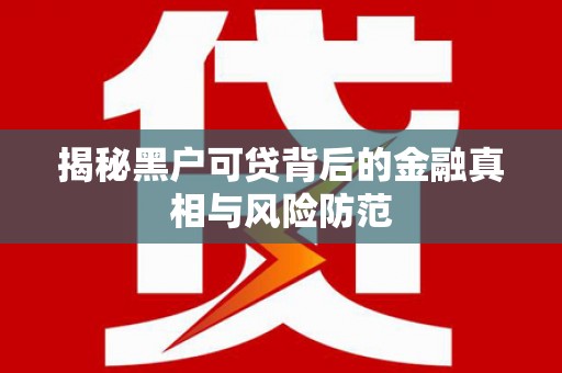 耒阳揭秘黑户可贷背后的金融真相与风险防范