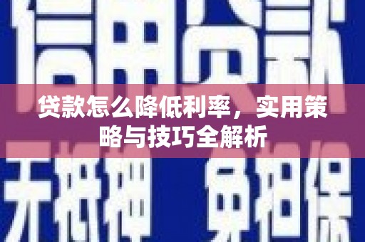 界首贷款怎么降低利率，实用策略与技巧全解析