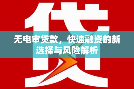 富裕无电审贷款，快速融资的新选择与风险解析